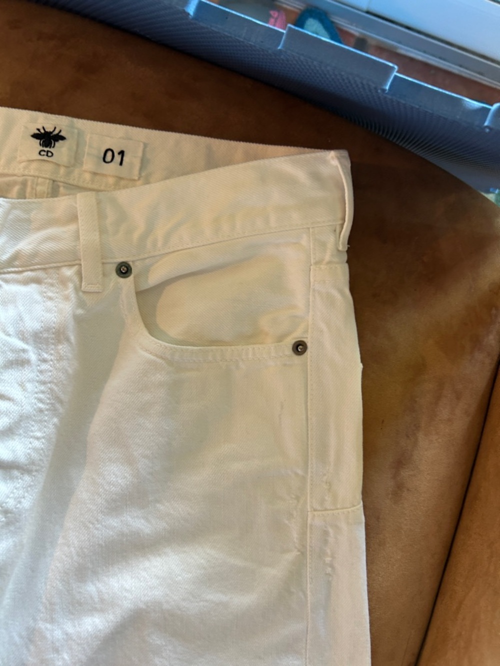 Dior White Denim Jeans with Logo Cuff Trim - Picture 14 of 14